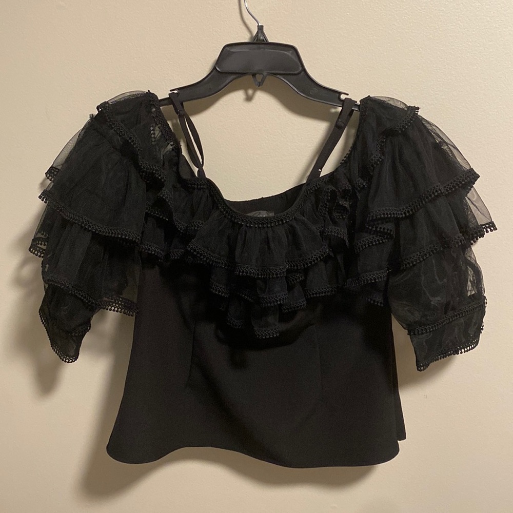 #18. J. Garcia Top with Crocheted Ruffled Sleeves